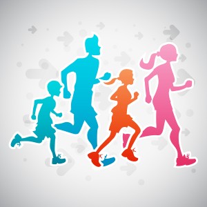 Vector illustration of a family running exercise.